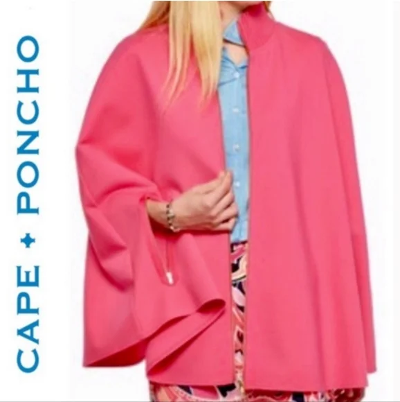 crown & ivy | Pink Cape Poncho - Picture 1 of 8